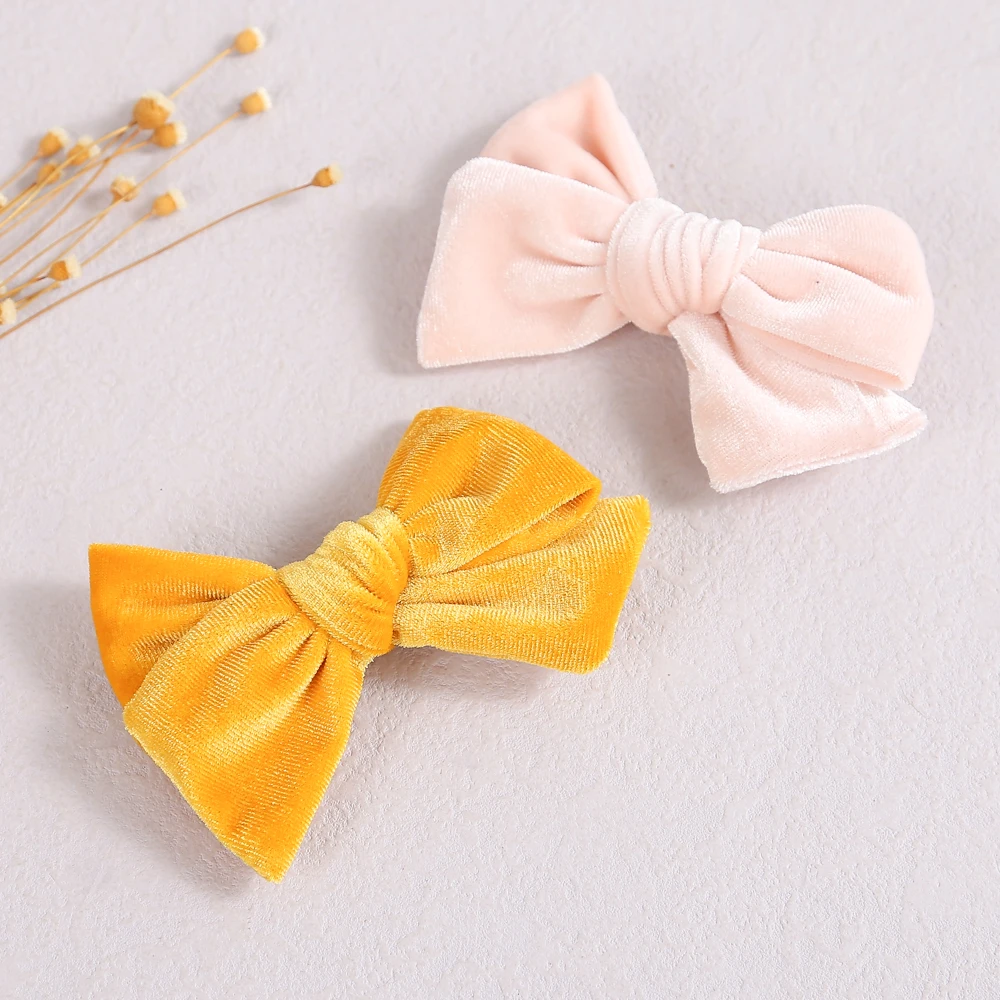 Kawaii Baby Hair Clips Velvet Bows HairPin Girls Alligator Clip Newborn Winter Hair Clip Infant Toddler Accessories For Children