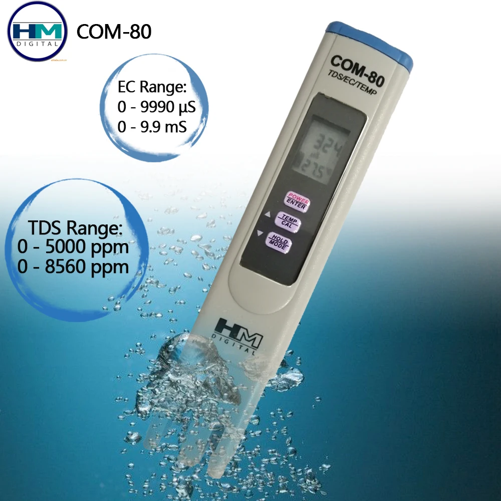 HM COM-80 Digital TDS Meter EC Tester 3 in 1 TDS Temp EC Testers Water Quality Monitor Water Purity Measure for Pool 20%OFF