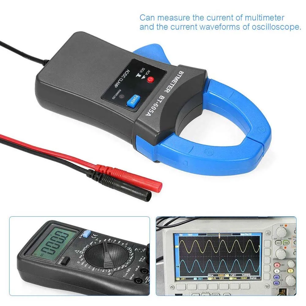 BTMETER 605A Clamp Meter 600A DC/AC Current Clamp Adapter Clamp-On Amp Adapter Meter great for Work with Multimeters