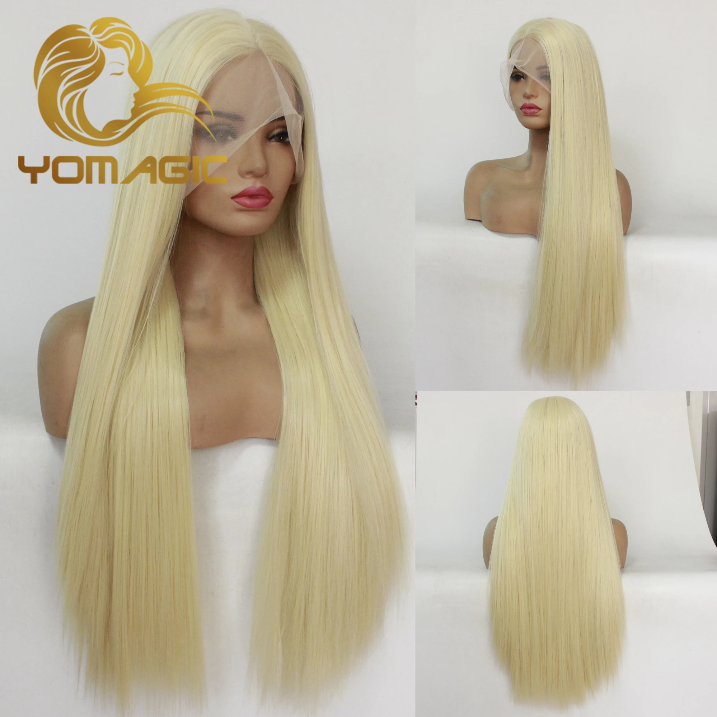 

Yomagic 613 Synthetic 13X3 Lace Front Wigs With Baby Hair Straight Heat Resistant Blonde Lace Wigs For Women Pre Plucked