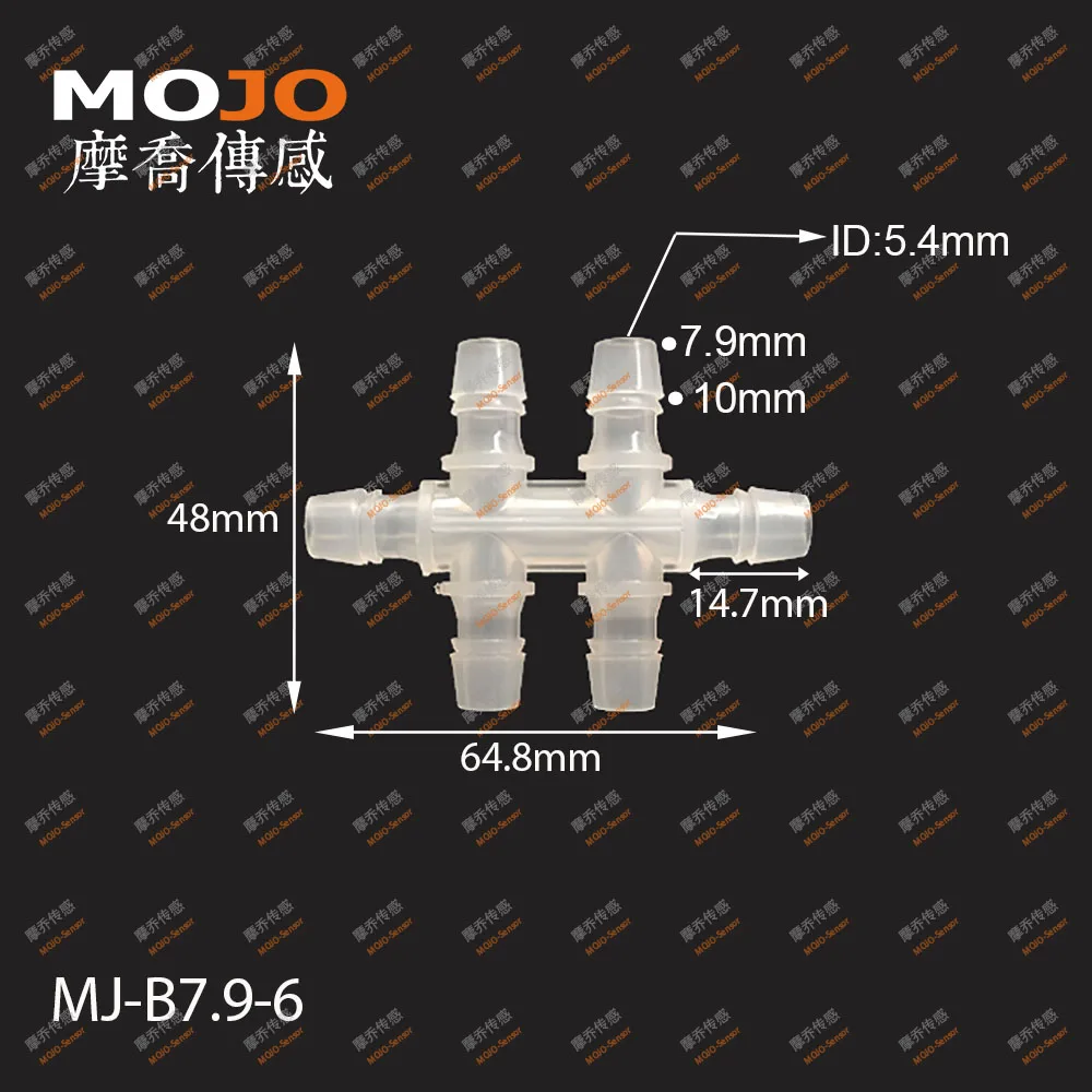 2020 Free shipping!(100pcs/Lots) MJ-B7.9-6 hose connectors 8mm six way pipe joint PP Plastic multiple pass pipe connectors