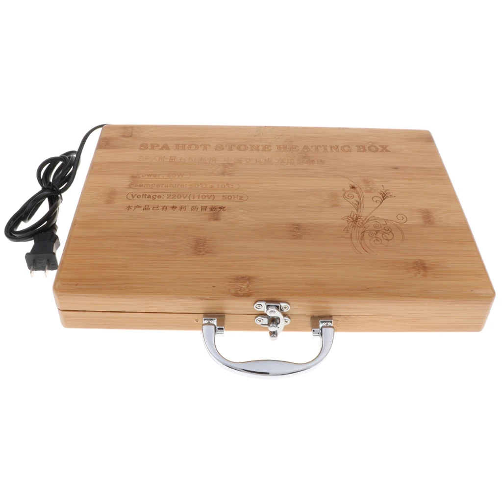 Electric Portable Wooden Energy Massage Stone Heater Kit Hot Rock Heating Box Case Warmer Device for Adult