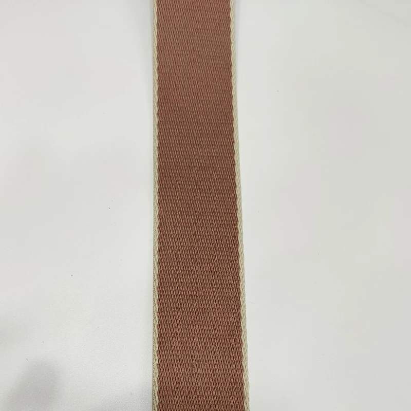 38mm Polyester Webbing Tape For Bag Strap 1.5 Inch Brown/Beige Color