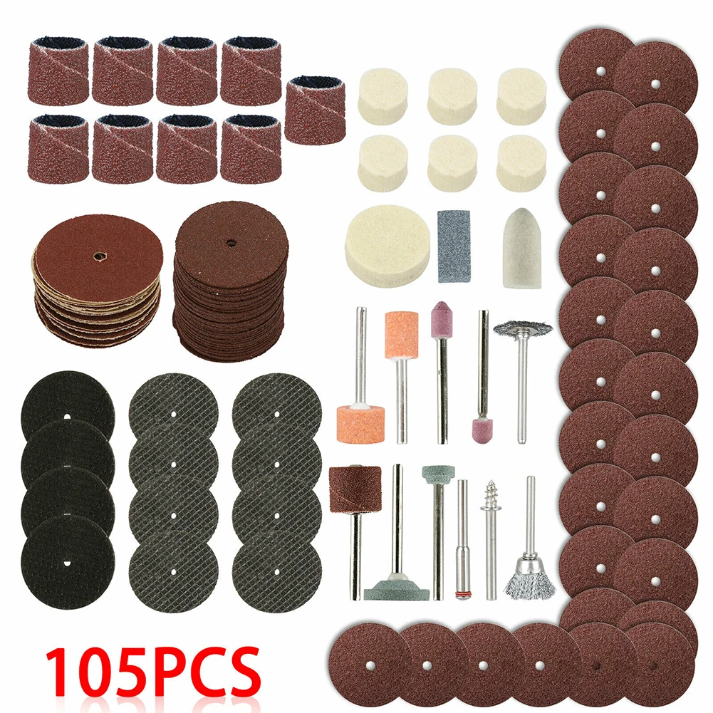 105pcs Mini Electric Drill Grinder Rotary Tool Accessory Bit Set For Grinding Sanding Polishing Disc Wheel Tip Cutter Drill Disc