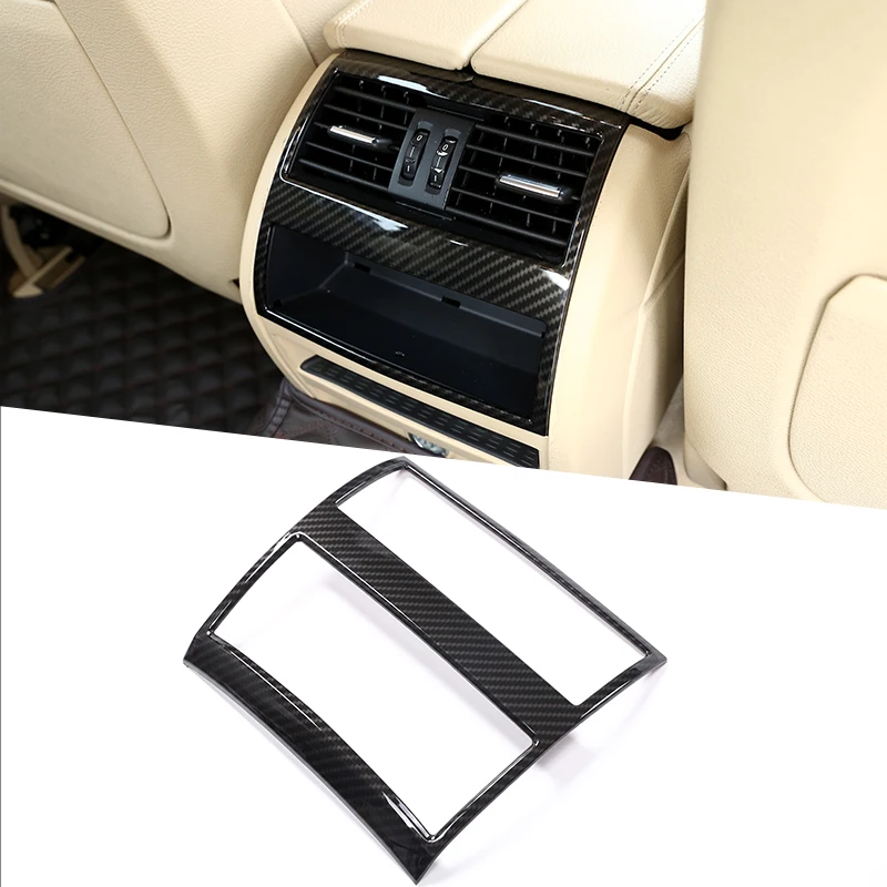 Interior Rear Row Air Conditioning Outlet Trim Sticker For BMW 5 Series F10 520 525 2011-2016 Accessory Carbon Fiber Black 1 Pcs