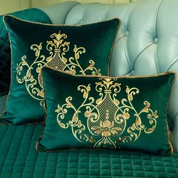 DUNXDECO Cushion Cover Decorative Pillow Case Modern European Flora Embroidery Sofa Bedding Room Chair Velvet Coussin