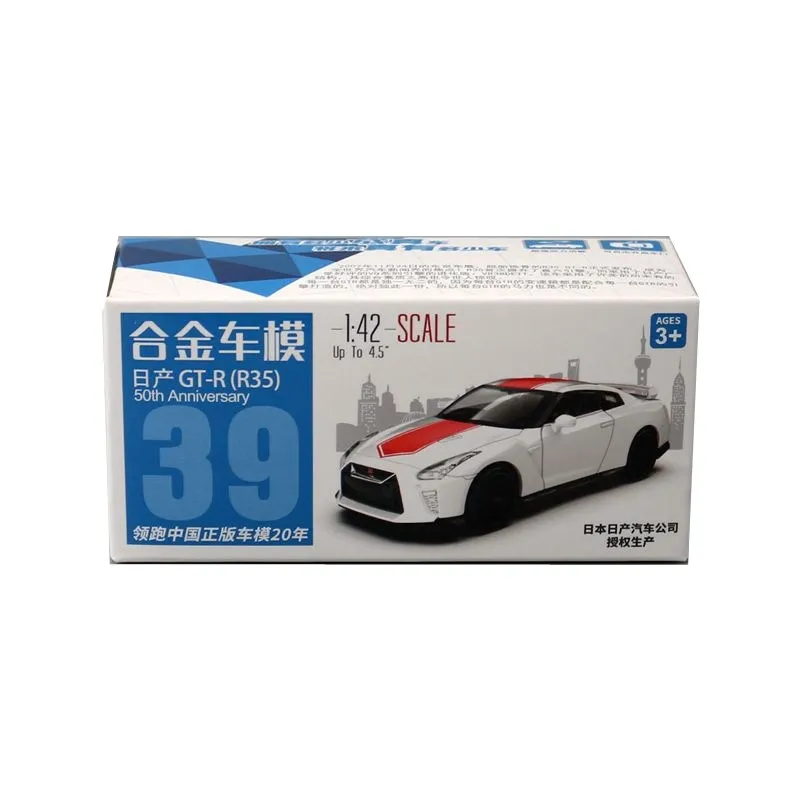 1/42 Nissan GT-R R35 Super Race Toy Car Model For Children Diecast Metal Miniature Pull Back Collection Gift Kid Boy Match Box