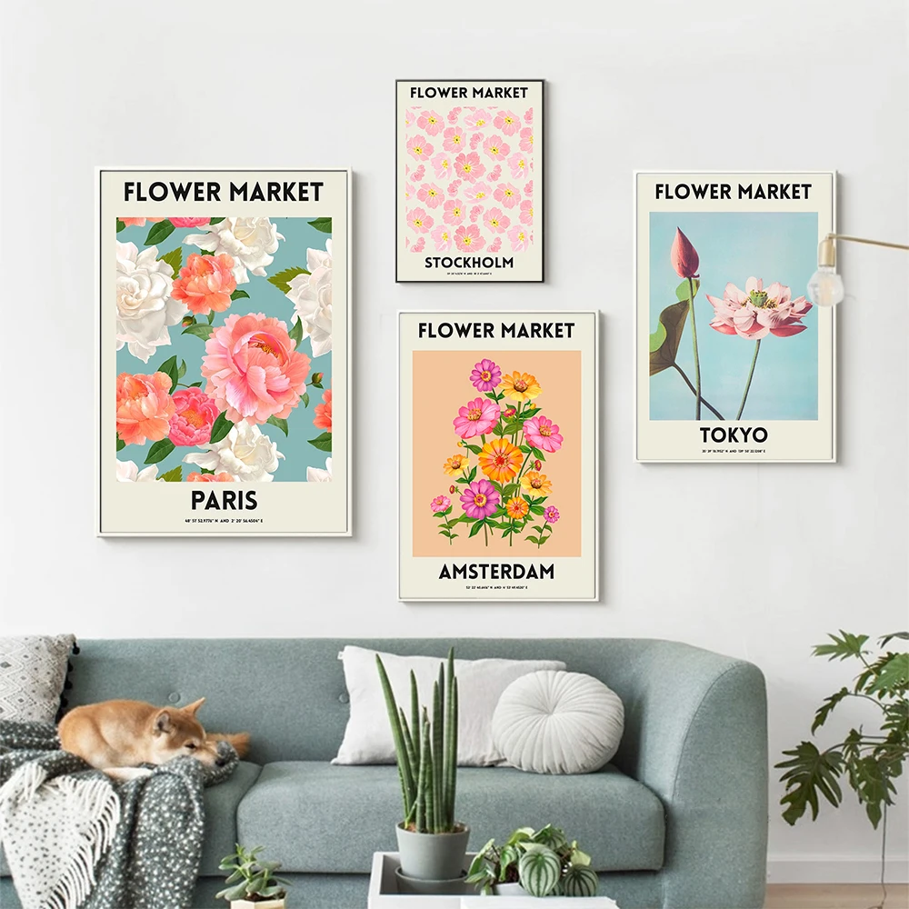 

Nordic Fleur Plants Art Canvas Painting Amsterdam Paris Posters And Prints Stockholm Tokyo Wall Pictures For Living Room Decor