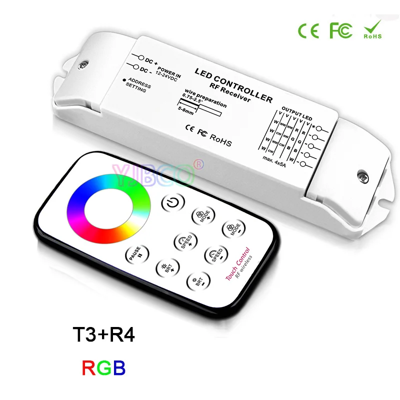 Imagem -04 - Bincolor-led Strip Light Controller Grupo Dc12v 24v Lâmpada Regulável Rgb Rgbw cw Cct Dimmer Receptor Controle Remoto sem Fio Lâmpada Fita Interruptor