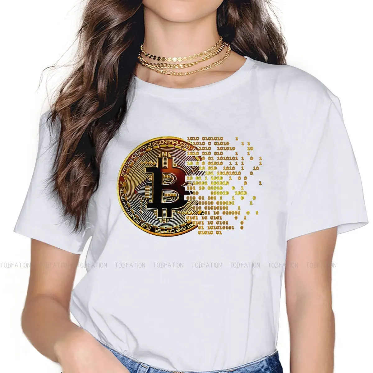 I Love Bitcoin Art Cute Girls Women T-Shirt Crypto Cryptocurrency Blusas Harajuku Casual Short Sleeve Vintage Oversized Tops