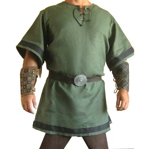 2025 Herr Cosplay Medeltida Vintage Renässans Krigarriddarkostym Herr Nordisk Armé Pirat Tunika Skjorta Toppar Renässans 10 best sales medeltida tunika för män - №9