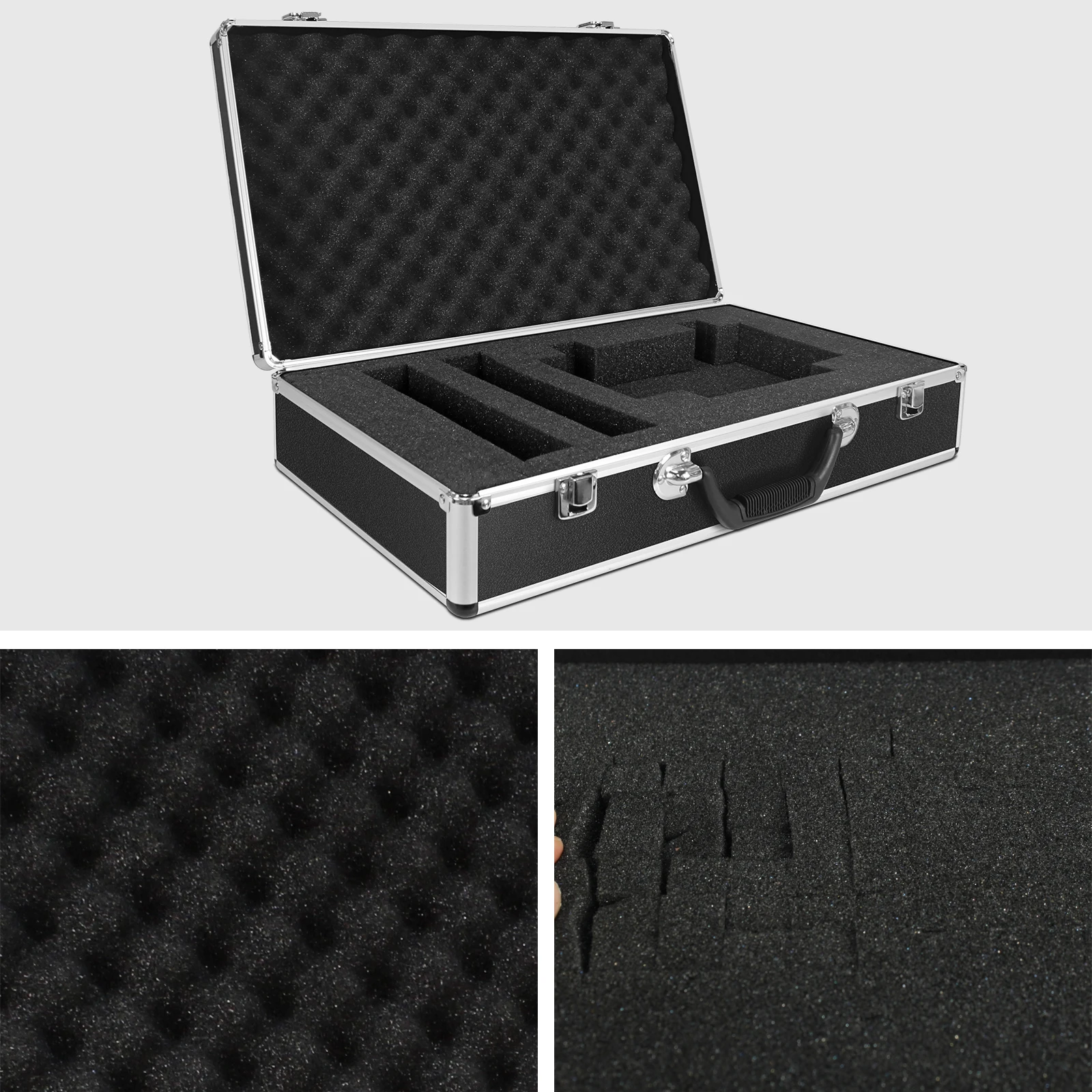 Phenyx Pro Large Size Carrying Case Customizable Pre-Diced Foam Aluminum Alloy Sturdy Build for Wireless Mic System Storage