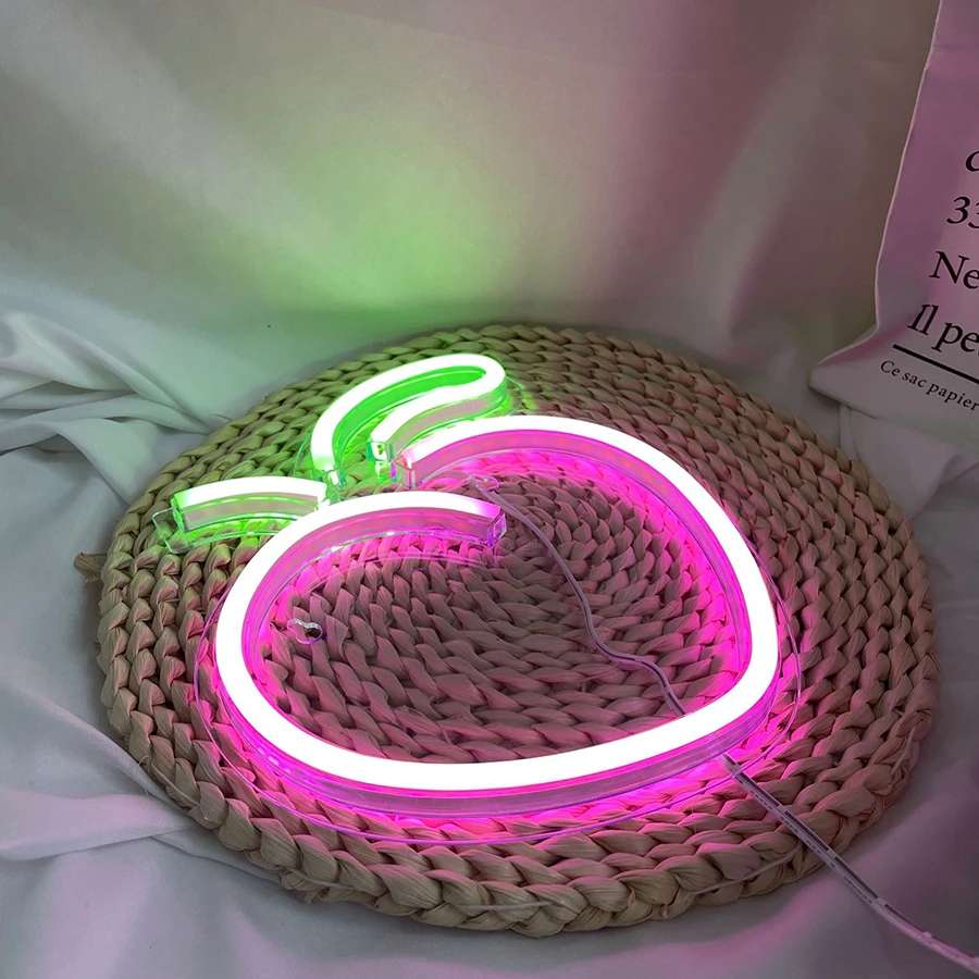 Imagem -05 - Luminária Led Neon para Decoração de Frutas e Abacaxi Banana Pêssego Acrílico Luz Noturna Sala Festa Aniversário Alimentado por Usb