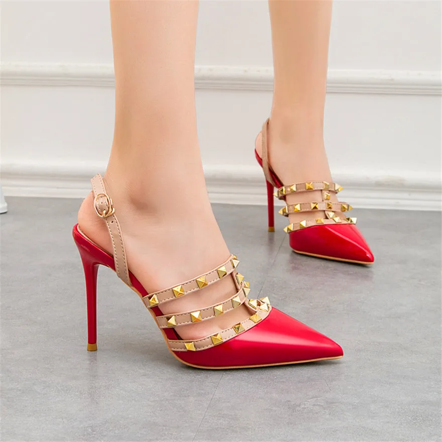 Rivet High Heels Luxury Designer Women Shoes Ladies Pumps Sexy Spring Summer 2024 Fashion Sandals Office Dress Nude Black Shoes