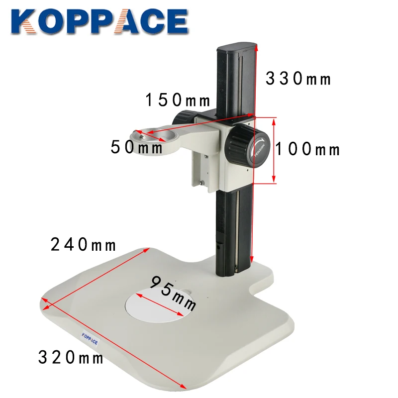 KOPPACE Microscope Bracket Lens Diameter 50mm Microscope Focusing Bracket 200mm Working Stroke