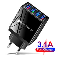 Multi-Port 4 USB EU Plug Wall Charger for iPhone Samsung Huawei Xiaomi Redmi Honor OPPO Universal Android Phone Fast USB Charger