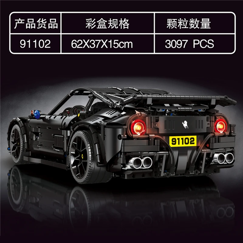 New High-Tech 91102 3097Pcs Creative Moc F12 Super Sport Black Racing Car Model RSR Bricks Building Blocks Toys Children Gifts