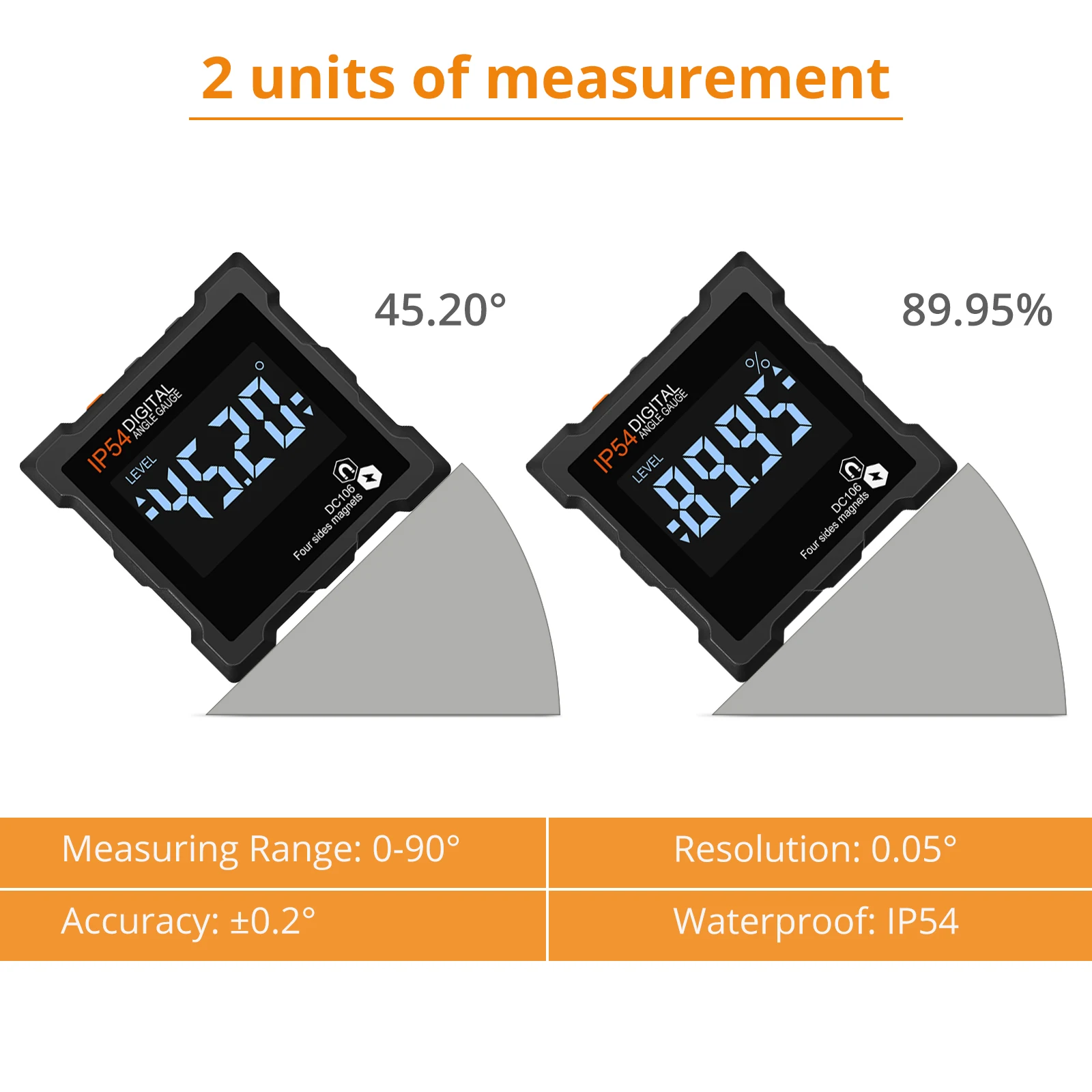 Imagem -03 - Neoteck Digital Bevel Box Transferidor Digital Nível Angle Finder Calibre Inclinômetro Ip54 Ímãs Laterais