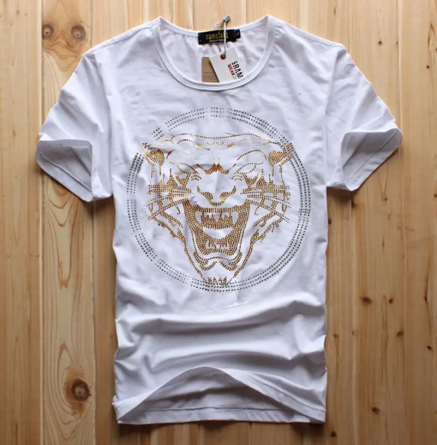 S-6XL Rhinestones Anime Cotton Mens short tshirt Streetwear hip hop Casual Hot drill top quality S-5XL