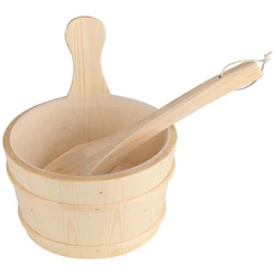 4L Wooden Sauna Bucket With Ladle And Liner Set Wooden Barrels Sauna Rooms Accessory Tools Beneficial Skin Weight Loss Barrel