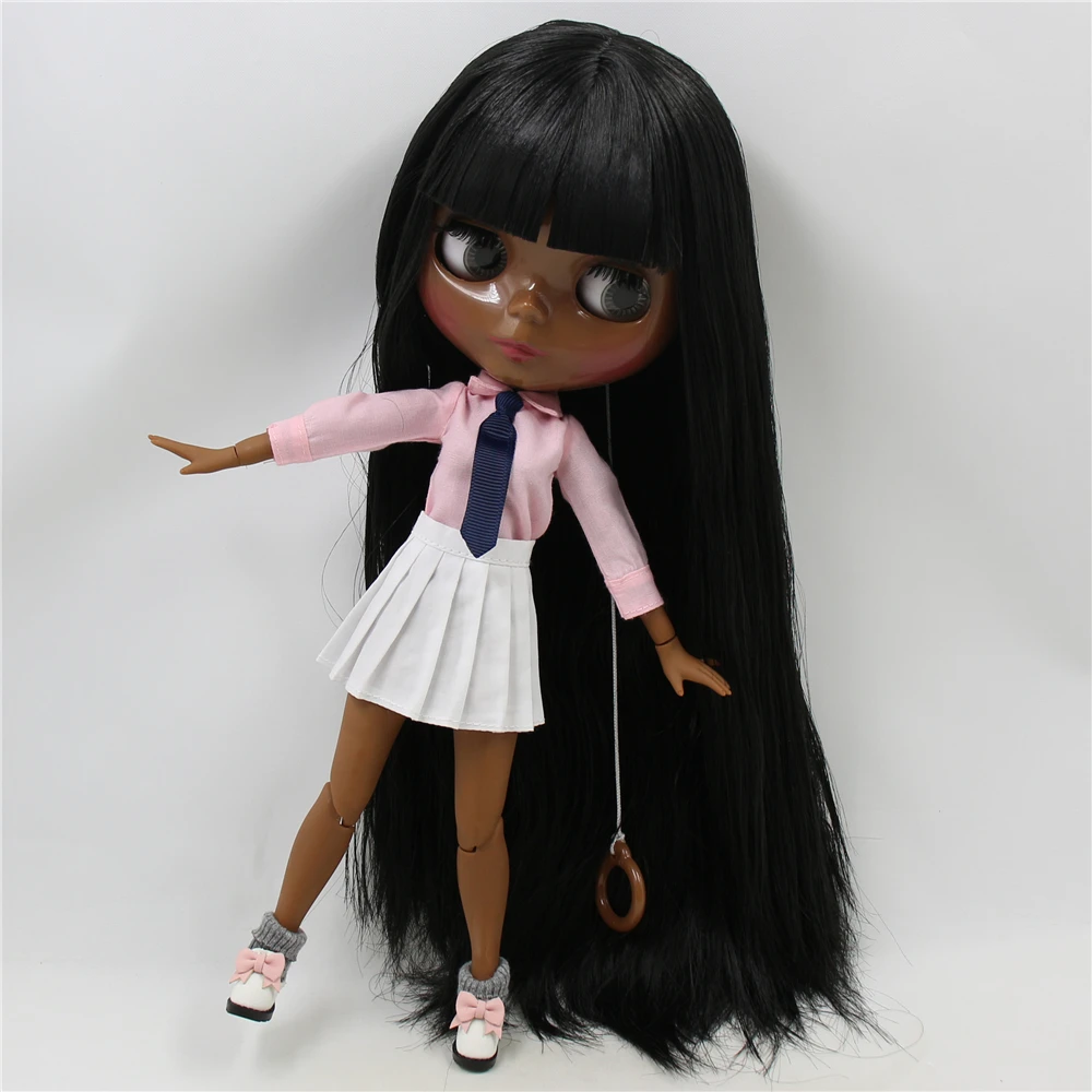 ICY DBS blythe doll super black skin joint body shiny face 30cm anime nude doll toy doll regalo per ragazze tono della pelle afroamericano