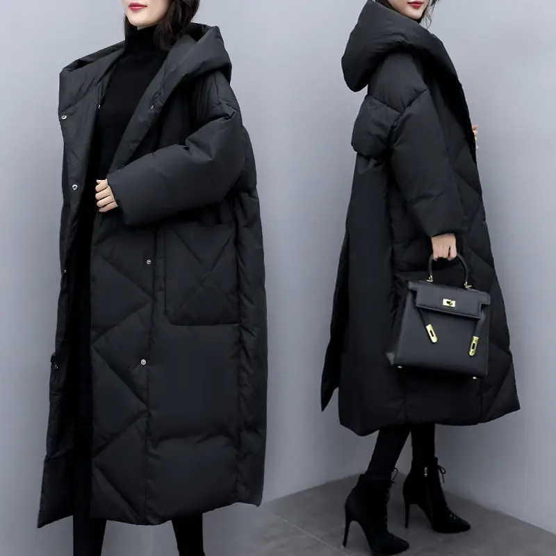 Winter New Extra Large Size Korean Coat Women\'s Clothing Loose Long Fashion Black Down Cotton Jacket Women Parka Outwear f2572