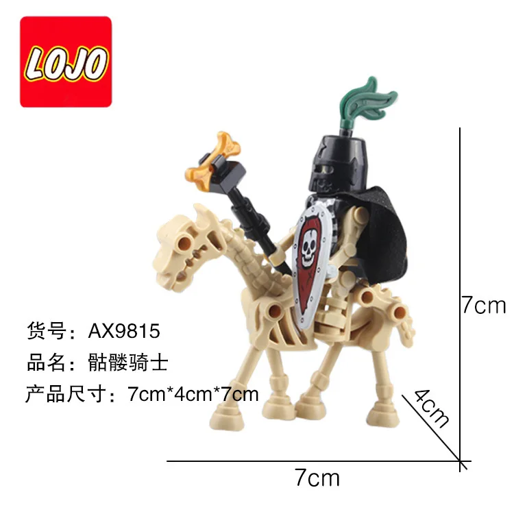 10Pcs/set Medieval Skeleton Knight Building Blocks Undead Soldier Horse Action Figure DIY Assembling Bricks Toys for Children