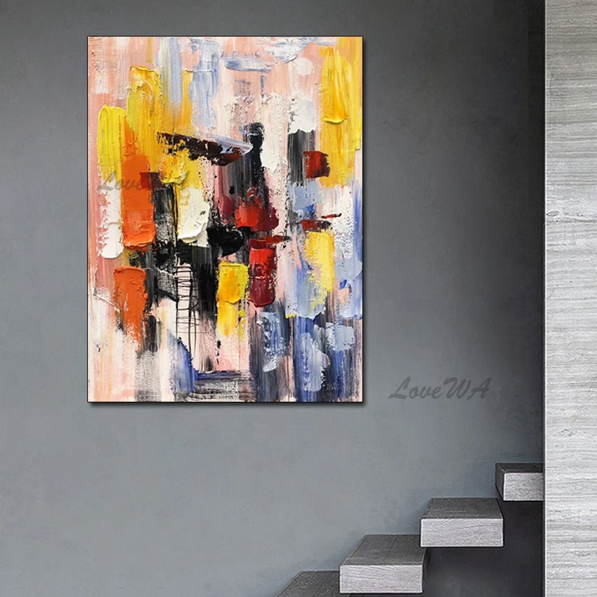 

Heavy Textured Acrylic Canvas Art Hand Painted Colorful Abstract Oil Painting No Frame Wall Paintings Large Canvas Art Picture