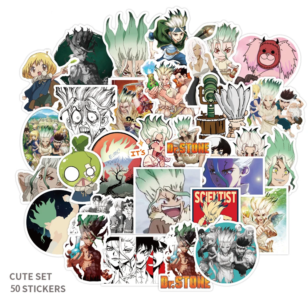 Pegatinas de Anime japonés Dr.Stone, pegatinas de Ishigami Senkuu Shishio Tsukasa DIY para álbum de recortes, equipaje, portátil, casco, monopatín,