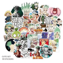 Pegatinas de Anime japonés Dr.Stone, pegatinas de Ishigami Senkuu Shishio Tsukasa DIY para álbum de recortes, equipaje, portátil, casco, monopatín, 50 Uds.