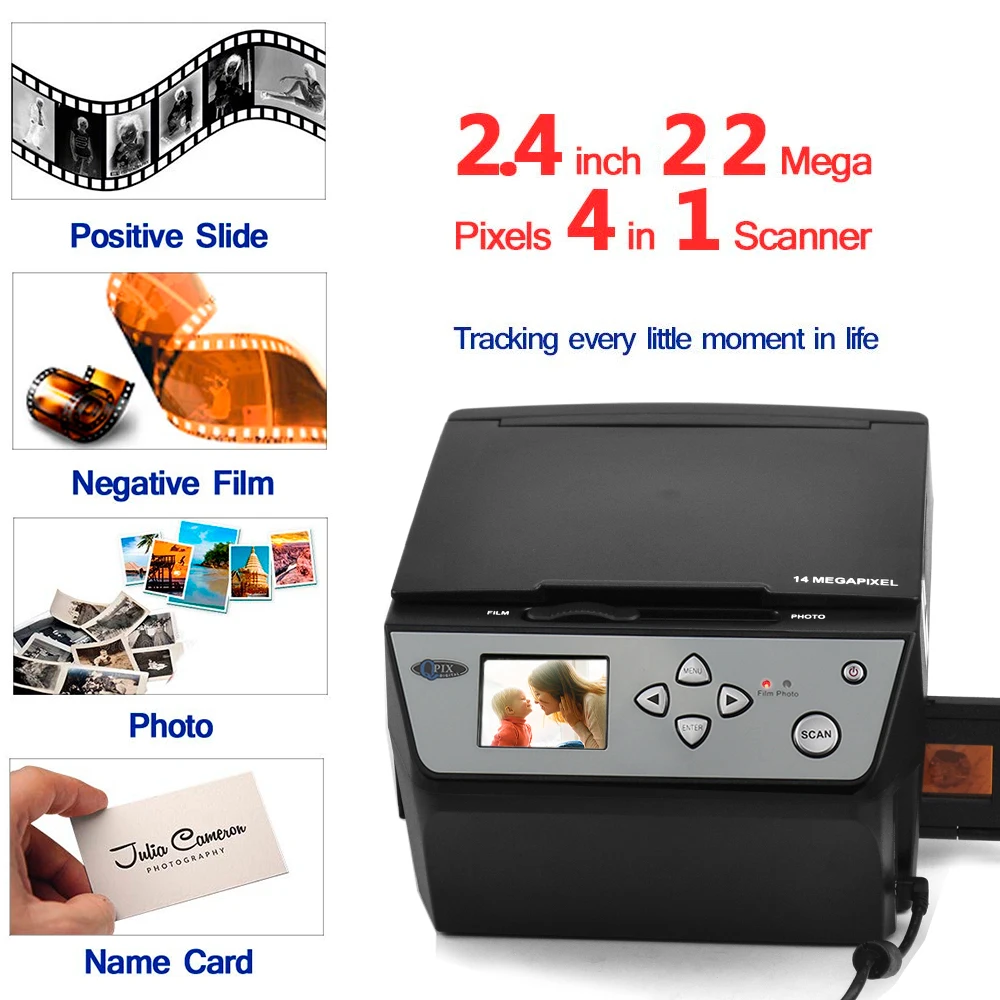 Top 22 Mega Pixels 4 in 1 COMBO Photo and Digital Film Scanner 135 Negative Converter Photo 35 mm Film Scanner Business Card