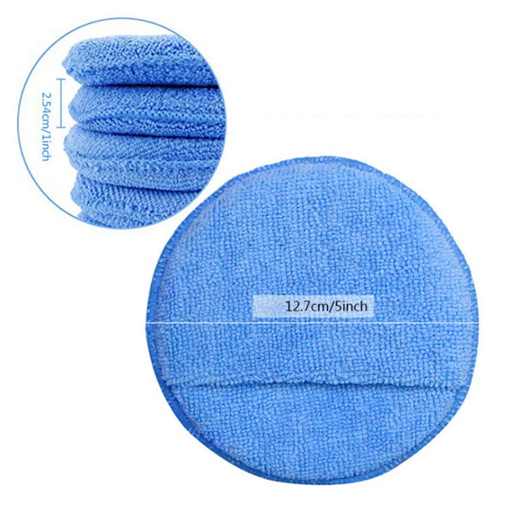 10 Pcs 5นิ้วแว็กซ์ขัดสี Care Buff แผ่น Microfiber Wax Applicator แผ่นฟองน้ำลายนิ้วมือ
