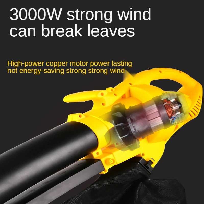 220V Leaf Suction Machine High-Power Portable Garden Leaf Shredder Blowing and Suction Dual-Purpose Hair Dryer Power Tools