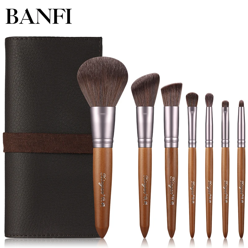 7pcs Wooden Makeup Brushes Set Flame Brush Eye Shadow Foundation Cosmetic Powder Blending Make Up brush Tool kit