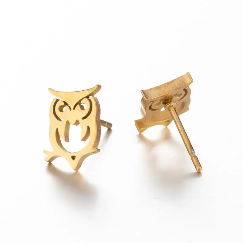 Cartoon Cute Stainless Steel Earrings Animal Owl Eagle Snake Goldfish Bird Whale Stud Earring Jewelry for Women Girl Gift