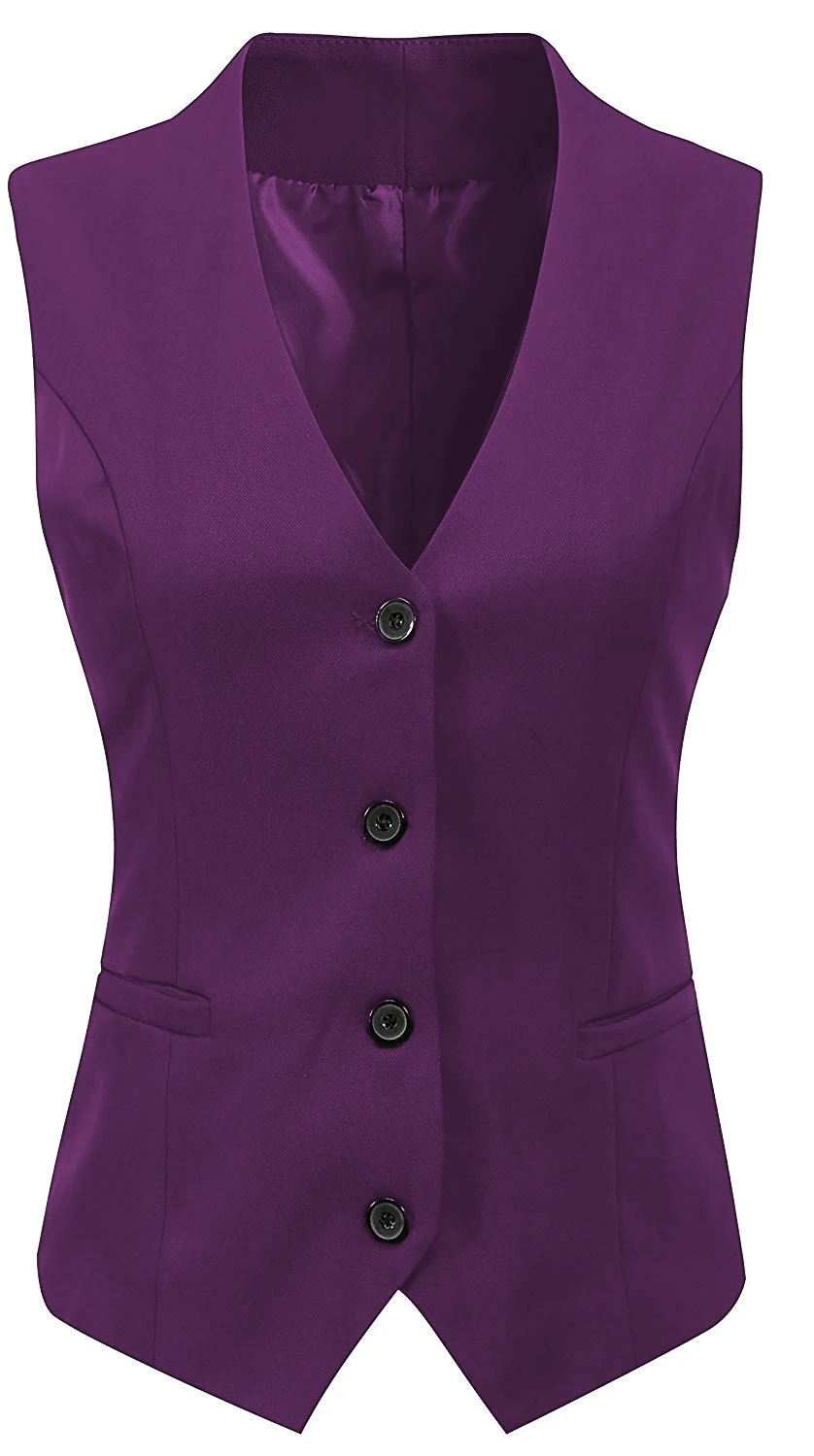 Women's Formal 4 Button V-Neck Business Dress Suit Vest Waistcoat Жилет женский