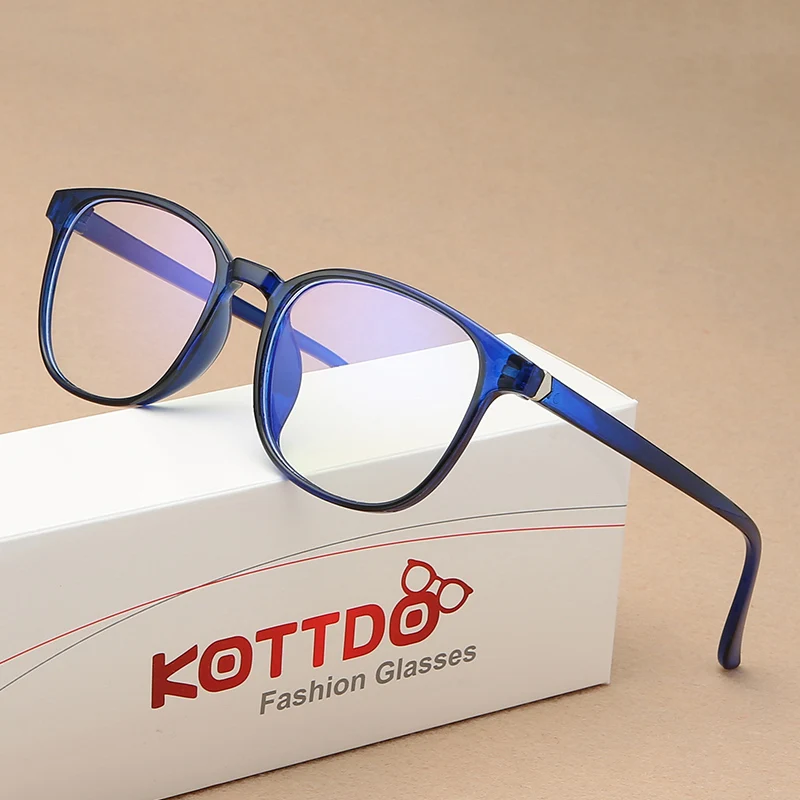 KOTTDO Retro Mens Glasses Frame Fashion Computer Eyeglasses Frame Women Anti-blue Light Transparent Clear Pink Plastic Frame