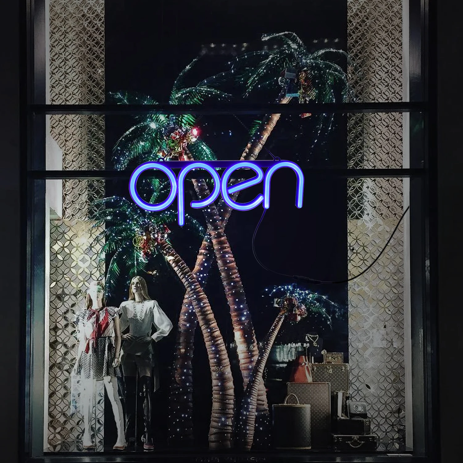 LED Neon Open Sign Blue Light for Business Lightweight & Energy Efficient for Restaurants Offices Retail Shops Window Storefront