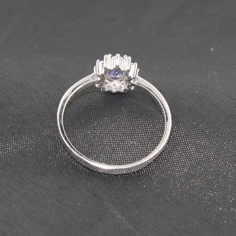 Kate Princess Same Style Engagement Ring 0.5ct Natural Tanzanite Silver Ring 925 Sterling Silver Tanzanite Wedding Ring for Girl