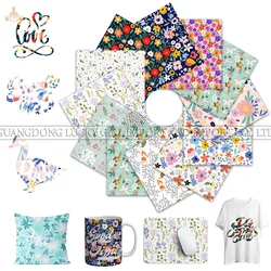 Lucky Goddness Sublimation Ink Sheet 12*12 In Floral Leaves Infusible Transfer Ink Transfer Paper for Heat Mug Press T-Shirt DIY