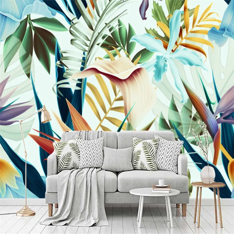 

beibehang Custom 3d wallpaper mural hand-painted tropical rainforest coconut tree leaves TV background wall papel de parede