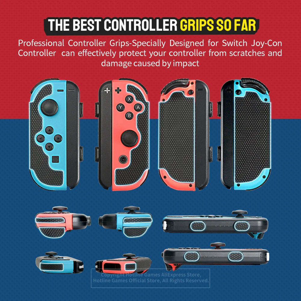 12pcs HOTLINE GAMES 2.0 PLUS Controller Grip Tape Compatible With Switch Joy-Con Controller, Non-Slip, Moisture Wicking