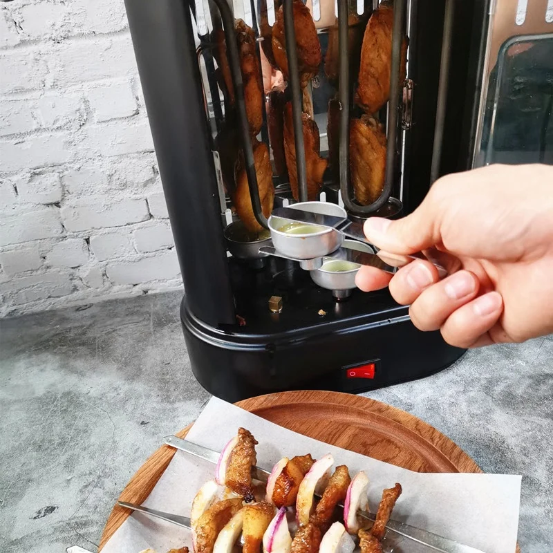 220V 1000W Smokeless Electric Grill Vertical automatic rotary Rotisserie Meat BBQ Kebab Rotating Chiken Skewer Small Oven