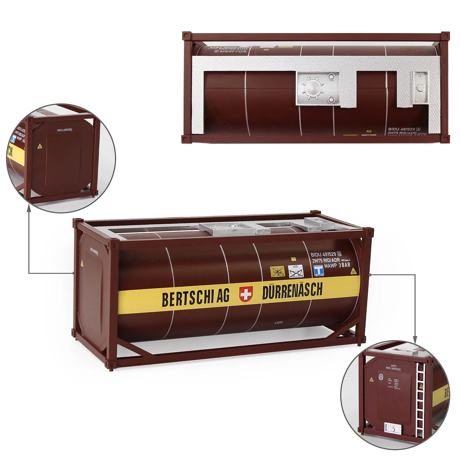 Evemodel C4321 O Scale 1:48 20ft Oil Tank Containers Shipping for Freight Cars Model Railway