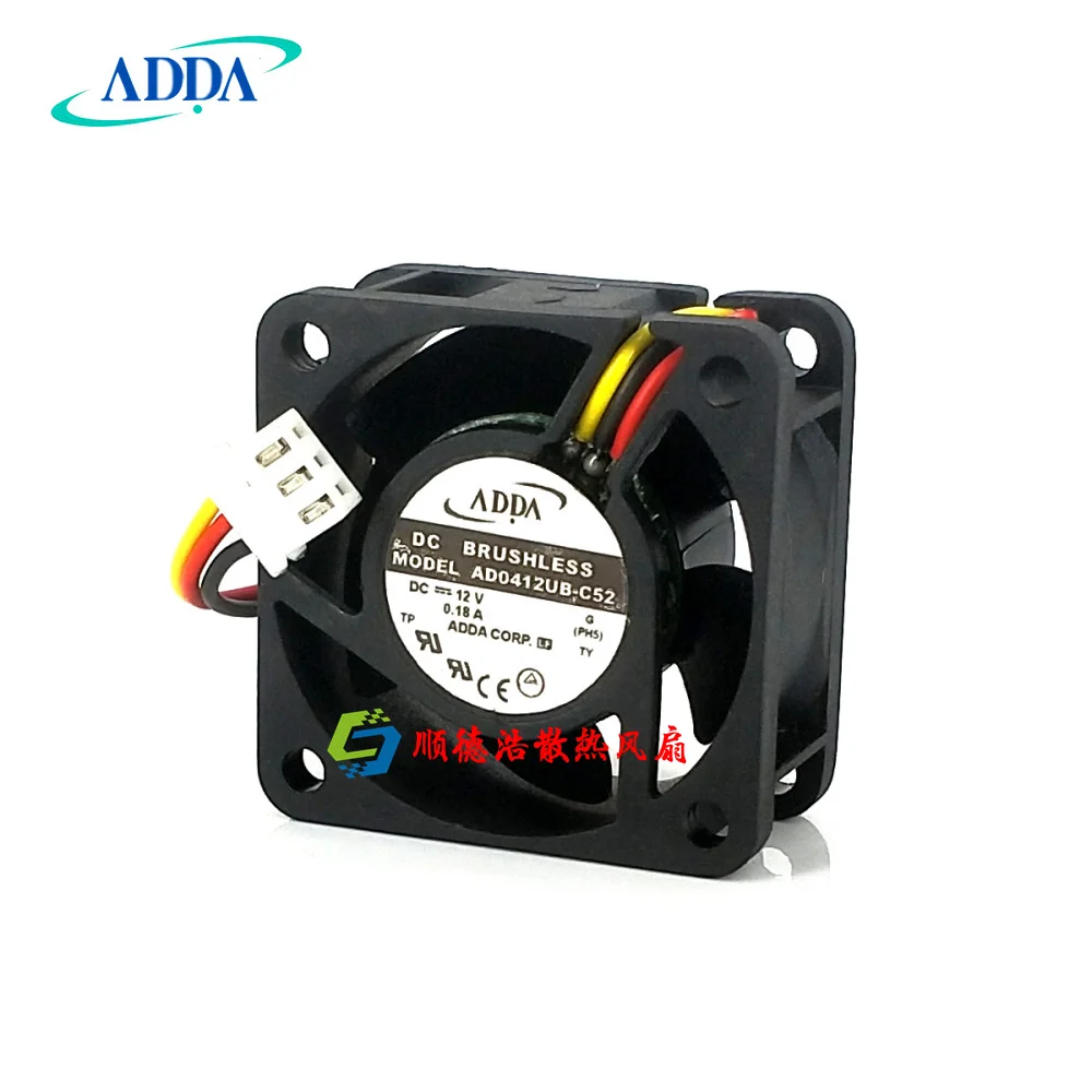 New original ADDA AD0412UB-C52 4020 12V 0.18A 4cm three wire cooling fan 40x40X10mm cooler