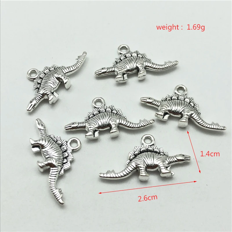 15pcs Charm Sci-Fi Dinosaur Stegosaurus Metal Pendant for Jewelry Making DIY Handmade Bracelet Necklace Accessories Material