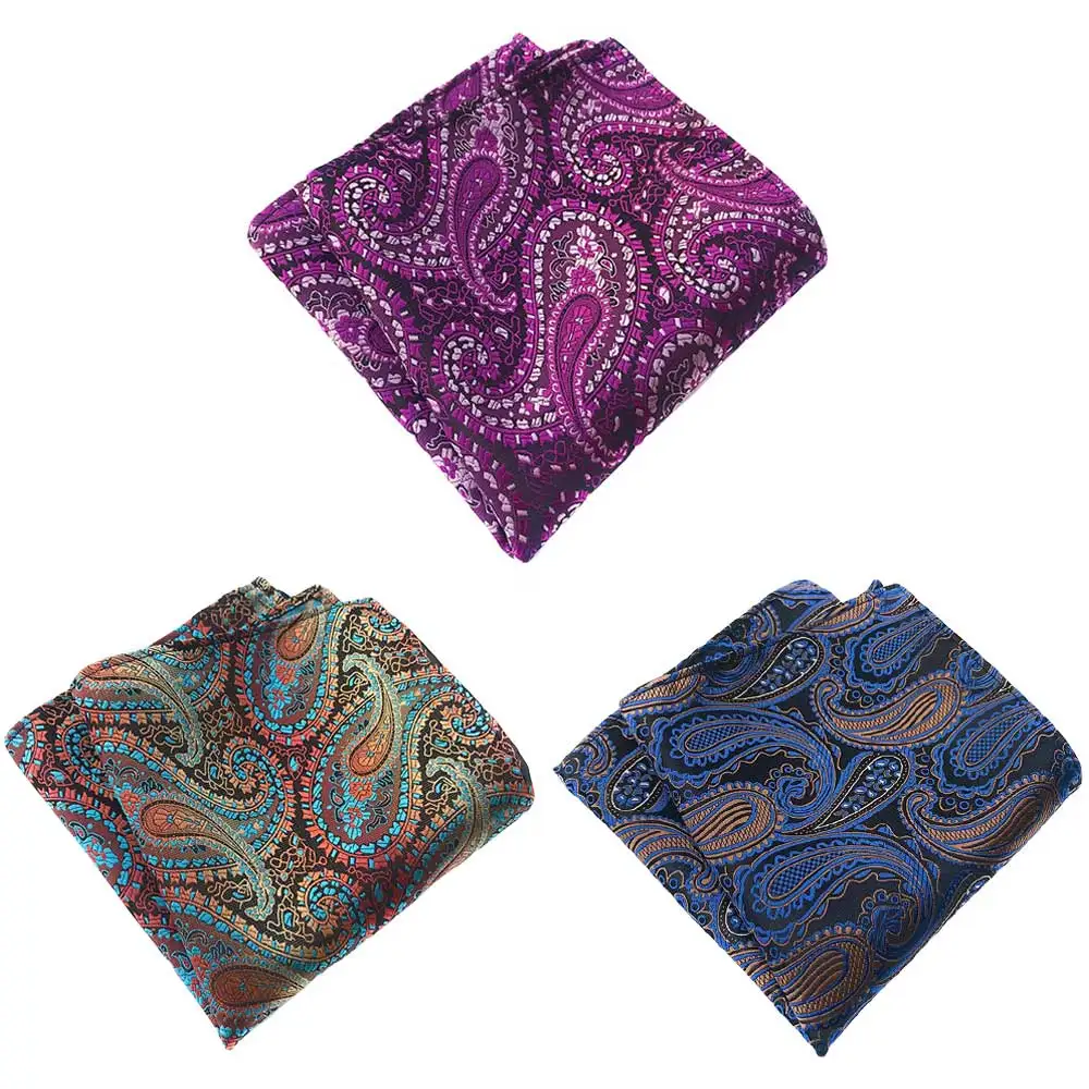 3 Packs Men Classic Flower Paisley Pocket Square Wedding Party Handkerchief BWTHZ0370