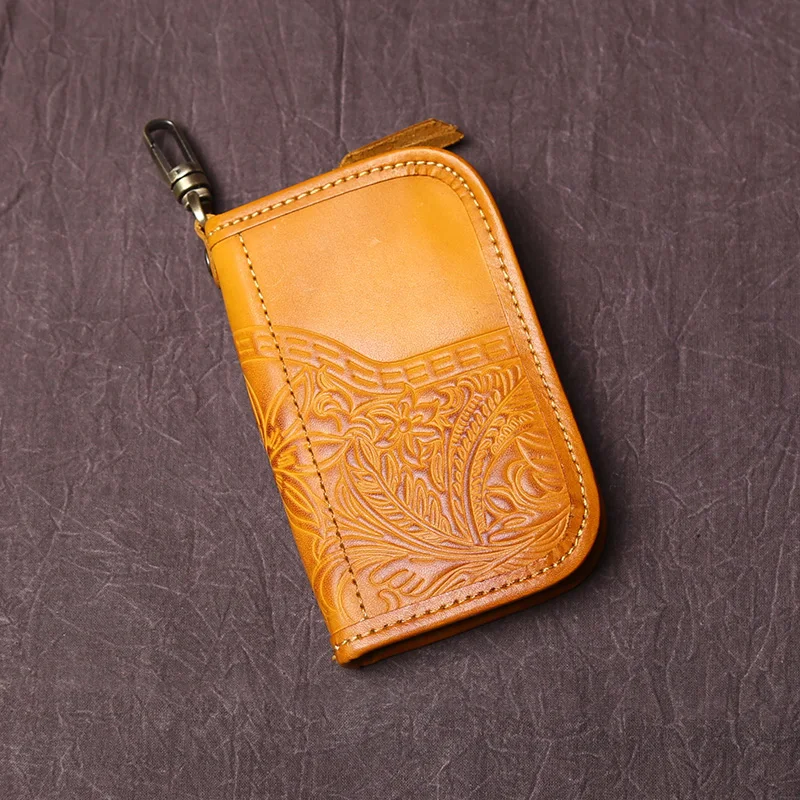 NZPJ männer Leder Schlüssel Tasche, Die Erste LayerOf Rindsleder, Damen Geldbörse, multi-funktionale Vintage Pflanzlich Gegerbtem Leder ID Tasche. – Detail 17