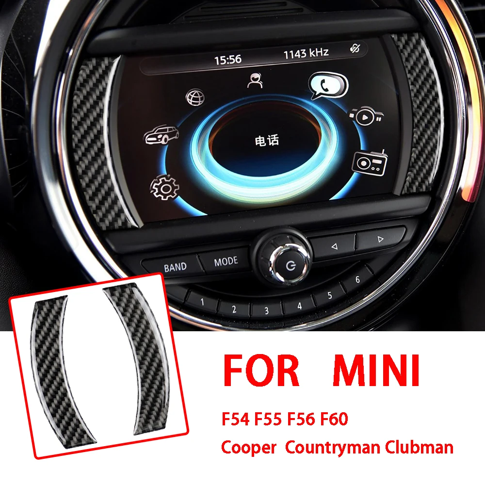 2Pcs Car Stickers Carbon Fiber Steering Wheel Decal Auto Interior Accessories For MINI F54 F55 F56 F60 Cooper Countryman Clubman