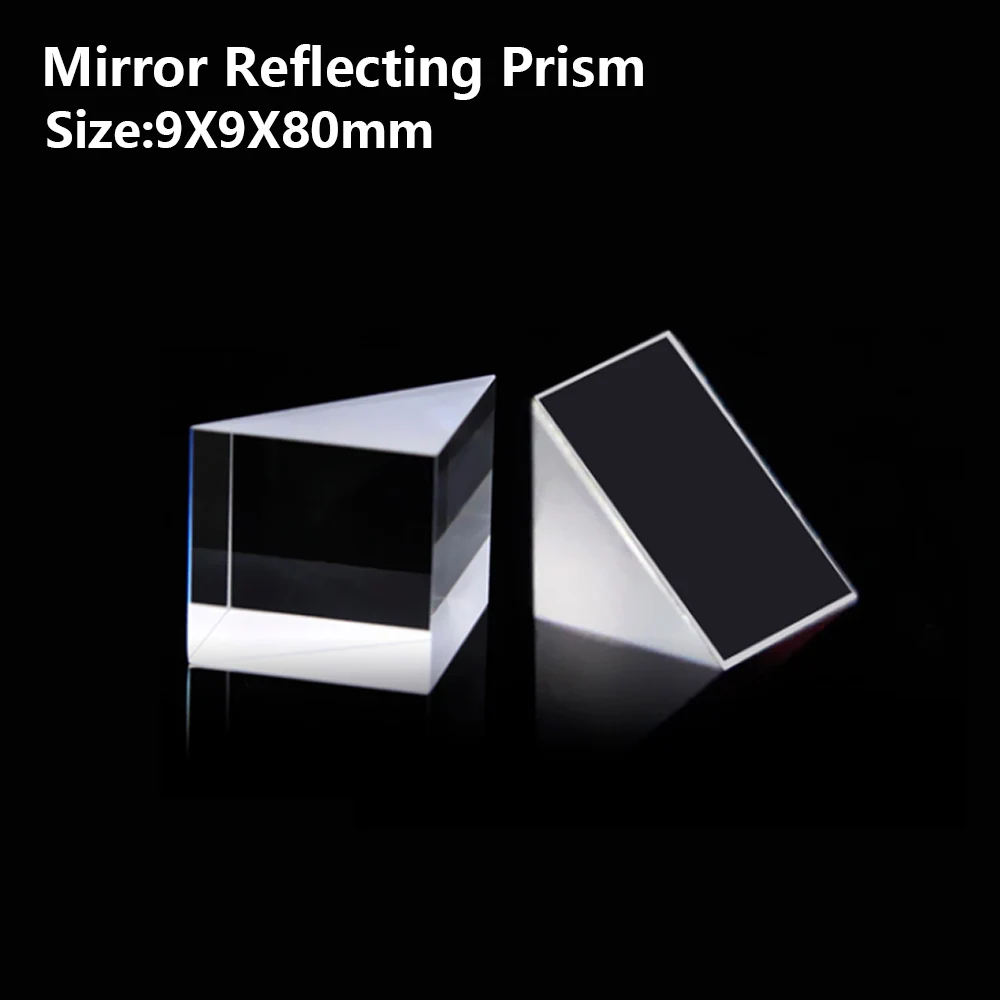 

Mirror Reflecting prism Isosceles right angle optical glass visual angle Detection prism Reflecting slope 90° 9X9X80mm